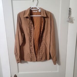 Tan Shirt/Jacket By Rebecca Malone,  Size XL